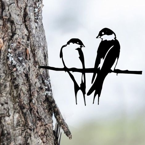 Silhouette d'oiseau, Statue D'oiseau en Métal de Cour Métal Oiseau Jardin Décoration d'oiseaux de Branche (1/5)