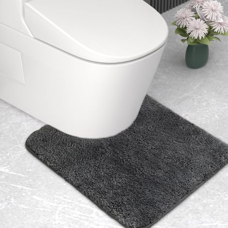 1 tapis de bain en microfibre, forme u 50x50 cm, épaisseur 2 cm, super absorbant et antidérapant, gris profond pour salle de bain (1/5)