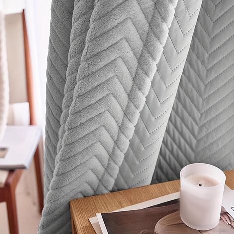 ROSNEK Rideau occultant thermique phonique 3 couches 140 x 213 cm, panneau isolant en flanelle, Gris (1/5)