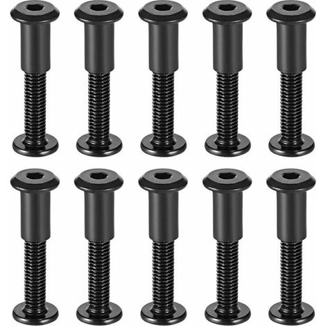 INHHUB Lot de 10 vis de fixation pour trou de 8 mm de diamètre, mâle M6 x 35 mm, boucle de ceinture, boulons de fixation en cuir et acier carbone noir-INHHUB (1/5)