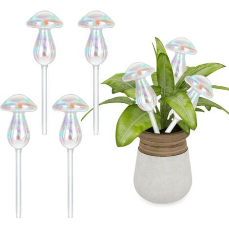4 Pièces Champignons Boules D'irrigation, Arrosage Goutte à Goutte, Boule Auto-Arrosage en Verre Coloré, Boules D'irrigation pour Plantes, Globe D'arrosage Automatique Arrosage Automatique