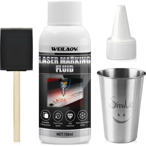 Fluide de Gravure Laser, Fluide de Marquage Laser pour Métaux, Séchage Rapide Poudre de Marquage Laser pour Gravure Laser, Métal, Bijoux, Verre, Aluminium, Acier Inoxydable, 150ml (1/5)