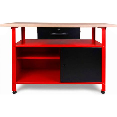 Banco de trabajo Awtools de 120x60 cm con armario y cajón. (1/5)