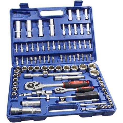 Chiavi a bussola e accessori 108 pz in cromo vanadio contenute in custodia rigida utensili fai da te (1/2)