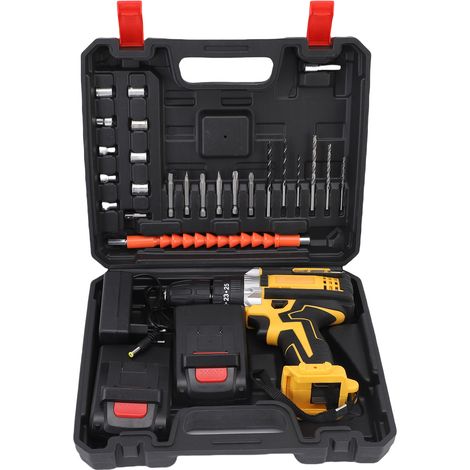 Kit de visseuse à chocs sans fil 3 en 1 (21 V) : couple max. de 35 N.m, vitesse variable jusqu'à 1 280 tr/min, compatible avec les forets de Ø 10 mm, 2 batteries incluses, lampe de travail LED, prise (1/5)