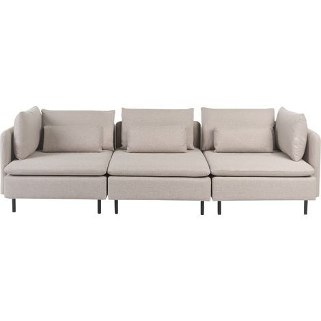 Canapé d'Angle Moderne en Tissu 3 Places Modulable Beige Egeris