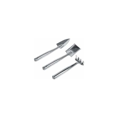Ce mini-ensemble d'outils de jardin de 90 cm comprend une pelle, un râteau et une bêche en acier inoxydable pour creuser dans le jardin, planter de petites plantes et des fleurs. (1/5)