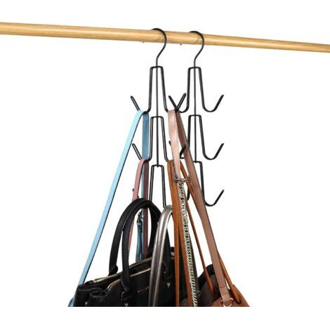 Kleiderbügel für Handtaschen, Taschenhalter, 2er-Pack platzsparende Metallbügel, Schrankorganisation, Aufbewahrungstaschen für Handtaschen, Rucksäcke, Tanktops, Gürtel (Schwarz) (1/5)