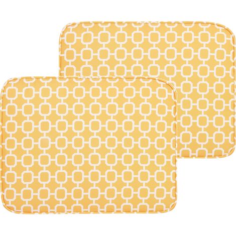 Conjunto de 2 cojines de asiento de exterior con lazos y funda extraíble amarillo Fiji (1/5)