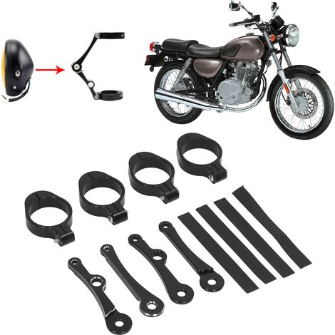 Support de phare de moto 3941 mm, support de fixation sur tube de fourche, support de phare, noir avec blanc apparent (paire) (1/5)