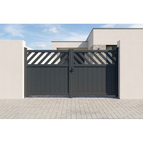 Schwingtor 3m HELMIS H.140cm graues Aluminium