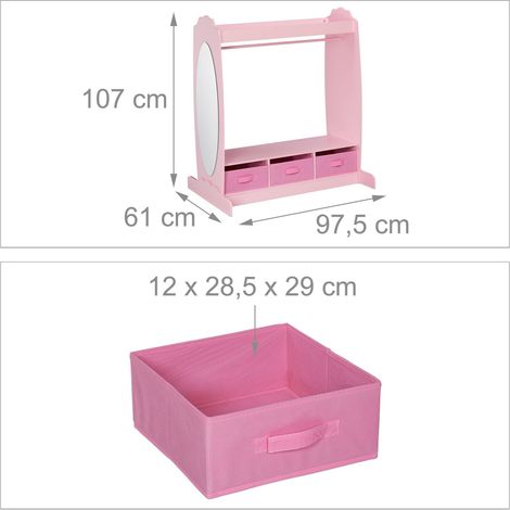 Armario infantil con espejo ovalado y cajones 90 x 40 x 30 cm de madera rosa 130011809 (1/5)
