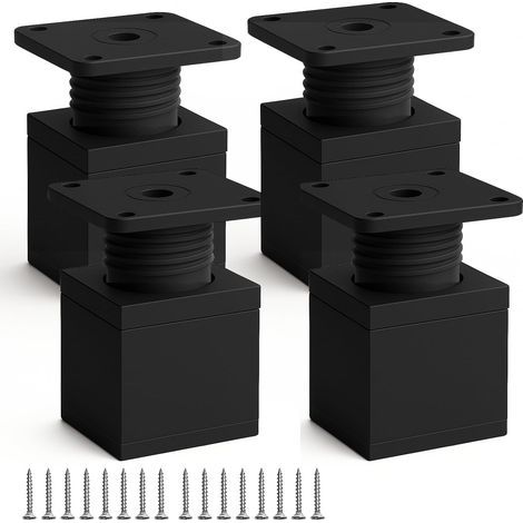 Lot de 4 Pied Meuble Salle de Bain,Noir Pieds Carrés en Alliage d’Aluminium 40×50 mm,Pied de Meuble Réglable,Ajuste la Hauteur de Vos Meubles Jusqu’à 20 mm, (1/5)