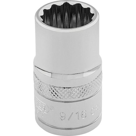 Draper 9/16 Inch 12-Point Hi-Torq Socket for 3/8 Inch Square Drive – Polished Chrome Imperial Socket (Model 49457) (1/5)
