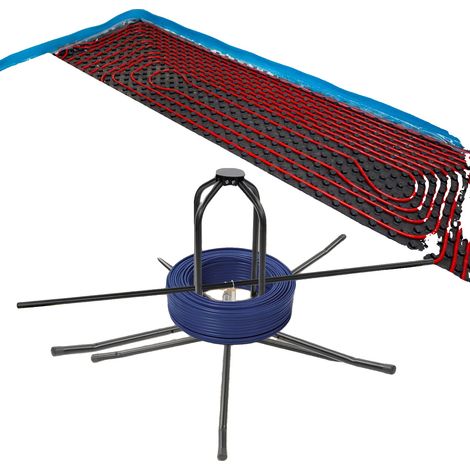 Enrouleur de tuyau de chauffage par le sol, construction en acier, diamètre réglable, compatible avec diverses tailles de tuyaux, capacité de charge améliorée, conception légère (1/5)