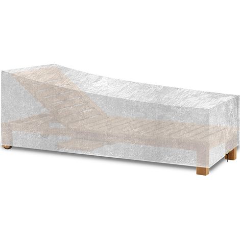 Housse de Chaise Longue Imperméable Tissu Polyéthylène Exterieur Jardin Transats Coupe-Vent Anti-UV 220x80x35/55cm Transparent (1/5)