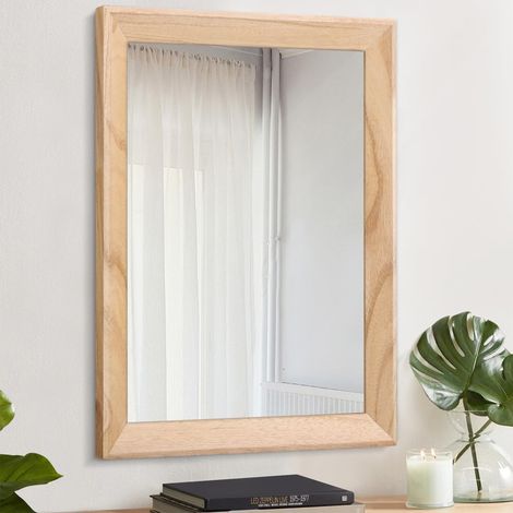 Miroir Mural Rustique encadré en Bois Vintage Miroir de Salle de Bain Chambre à Coucher décoratif Miroir Suspendu rectangulaire (1/5)