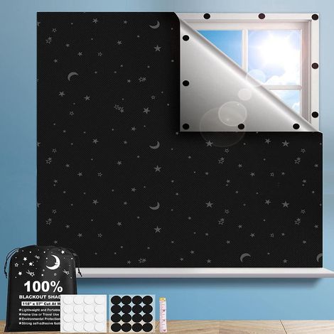 rideaux Occultants Portables 200  145cm (noir + Toile) Rideaux Occultants Pour Fentre De Voyage Couverture De Fentre Occultante Temporaire Amovib (1/5)