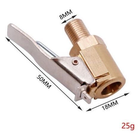 2 Pièce Adaptateur de Valve de Pneu de Voiture, 8 mm Pompe de Embout Laiton Gonflage Valve Clip Pince Connecteur Adaptateur pour Pneu de Voiture ou Camion (1/4)