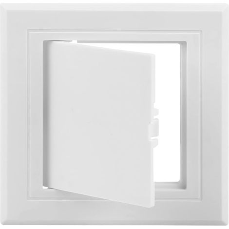 Trampilla de acceso de plástico blanco de 10 x 10 cm, puerta de acceso reforzada para montaje en techo y pared con bisagra extraíble. (1/5)