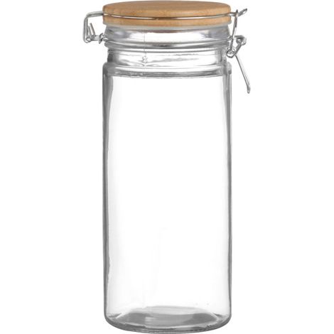 Bocal Cuisine Hermétique en Verre Couvercle Clip Bambou -  1.3L (1/2)