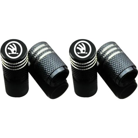 (Noir) 4 bouchons de valve de pneu en aluminium pour voiture, compatibles avec Rapid Octavia, Kodiaq, Karoq Octavia, Citigo, Fabia, Superb (1/5)