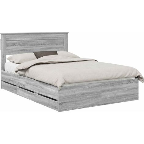 Estructura de cama Gris Sonoma 150 x 200 cm Madera Ingenieril vidaXL
