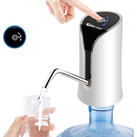 Dispensador de agua, bomba de agua eléctrica, recargable por USB, libre de BPA, 1200 mAh, para el hogar, la oficina y el camping. (1/5)