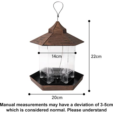 Mangeoire à oiseaux - Ornement de jardin - Mangeoire à oiseaux - Mangeoires suspendues pour toutes conditions météorologiques - Station d'alimentation suspendue pour oiseaux sauvages, hexagonale avec (1/3)