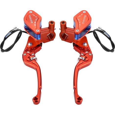 22-mm-Universal-Motorrad-Hydraulikbremspumpe CNC-gefräst, orange, verstellbare Rolle (1/5)