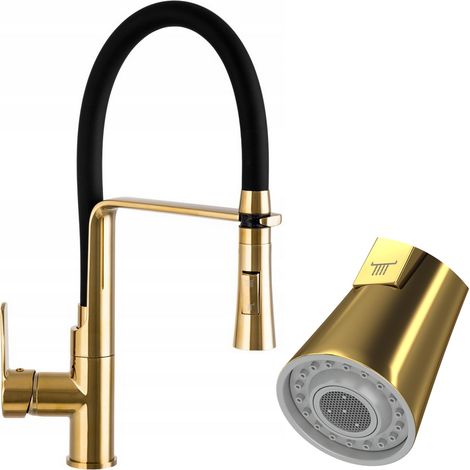 Mitigeur Évier Granitan VEGAS avec Douchette Extractible - Finition Or - Design Moderne (1/5)
