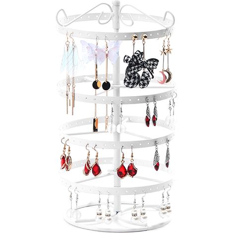 1 Présentoir à boucles d'oreilles rotatif en métal, support bijoux, porte-colliers, style rétro, pour maison (1/5)