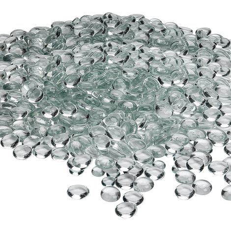400Pcs Clair Billes Plates Galets de verre décoratifs, 17-20MM perles de verre plat lisse, 4LB, décoration pour aquarium, cailloux jardin exterieur, sable decoratif pour vase (1/5)