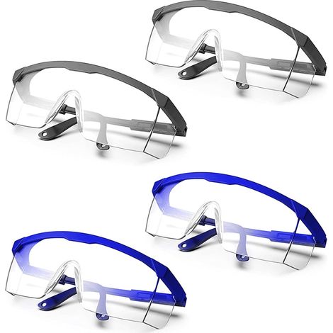Lunettes De Sécurité - Polycarbonate Anti-buée Anti-rayures - Champ De Vision Étendu - Réglables En 4 Positions - 4 Pièces (1/5)