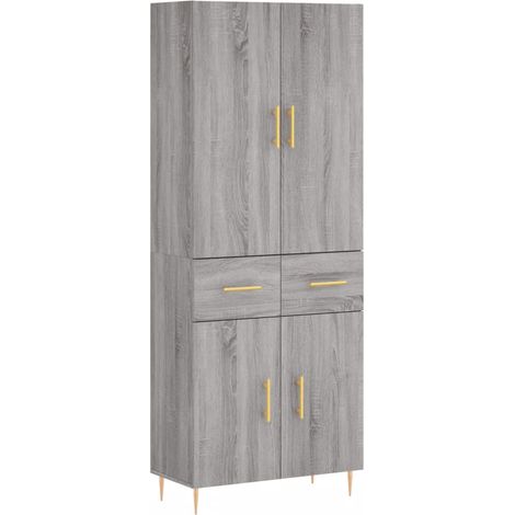 Aparador cajonera mueble almacenaje organizador cocina salón salón alto sonoma 695 x 34 x 180 cm madera de ingeniería gris 020035586