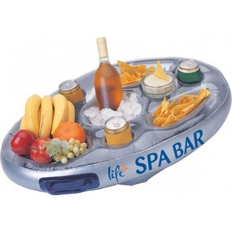 Bar flottant pour spa ou piscine 70 cm – Couleur argent – Équipé de 2 poignées – Stabilisateurs pour lestage à l'eau – Jardiboutique