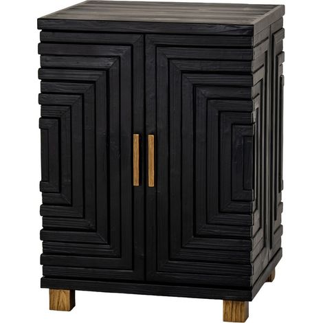 Lennox 2 Door Side Cupboard - Wood - L43 x W49 x H67 cm - Black