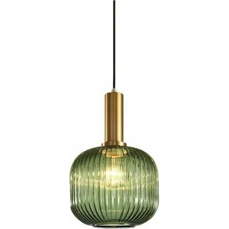 Vintage-Industrie-Pendelleuchte, Hängeleuchte im Retro-Stil, Pendelleuchte mit Glasschirm und polierter Messingfassung [Energieklasse A++], TRIMEC (1/5)