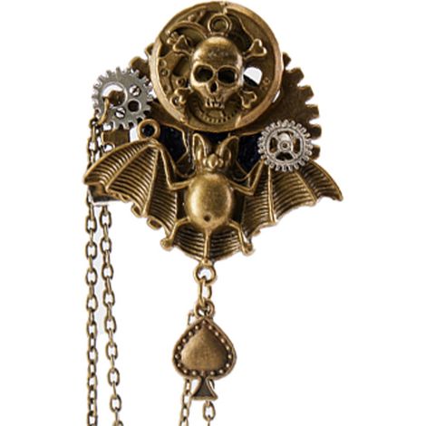 Broche pince à cheveux mécanique en forme de chauve-souris, style punk, avec chaîne à pompon  accessoire gay à double usage. (1/5)
