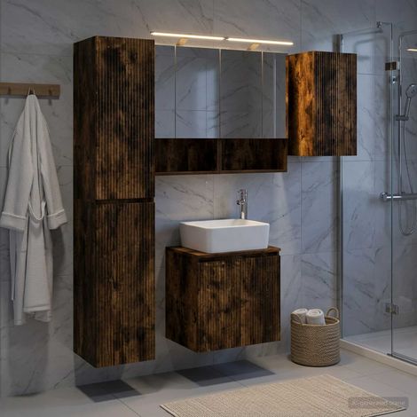 vidaXL Juego de Muebles de Baño 5 uds. Roble Ahumado (1/5)