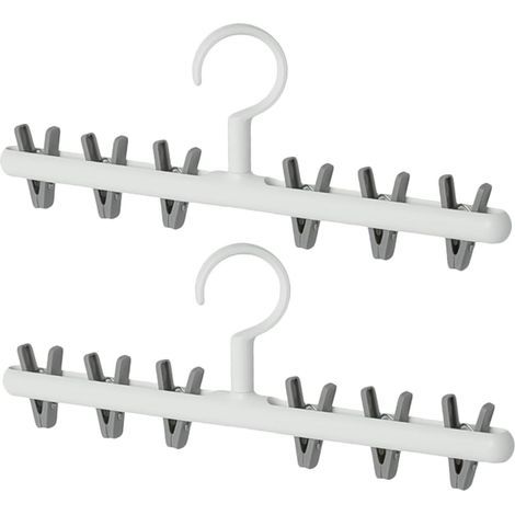 Lot de 2 étendoirs à chaussettes et sousvêtements avec pinces de rangement rotatives et coupevent, parfaits pour une pendaison de crémaillère. (1/5)