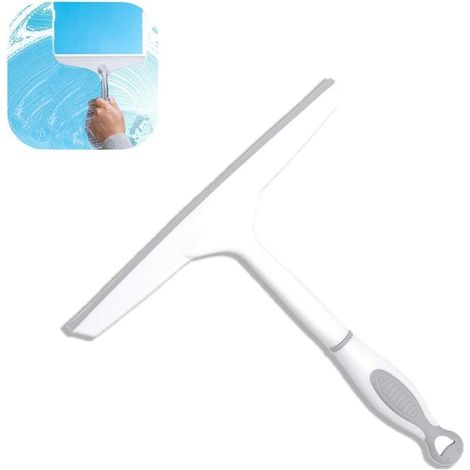 Grattoir de douche mural universel, nettoyant pour vitres sans traces, utilisable pour le nettoyage des miroirs et du carrelage, blanc cassé (1/5)