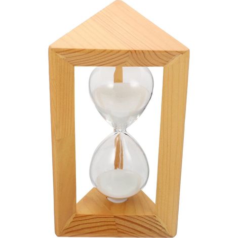 Minuteur Décoratif Sablier en Verre et Bois Massif Blanc, Rétro (1/5)