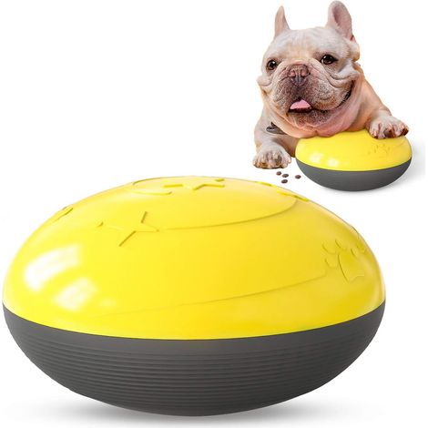 Pelota De Juguete MINKUROW Para Perros, Juguete Indestructible Para Masticar Perros, Juguete De Goma, Pelota Para Perros, Juguetes Interactivos, Pelota De Aperitivos Para Perros Chirriantes (Amarillo)