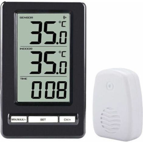 Thermomètre Intérieur et Extérieur, Thermomètre sans Fil Numérique avec Capteurs Sonde, HD Écran LCD Détecteur de Température, Mémoire de Min/Max, Tendance, ℃/℉,Alimenté par Batterie (1/5)