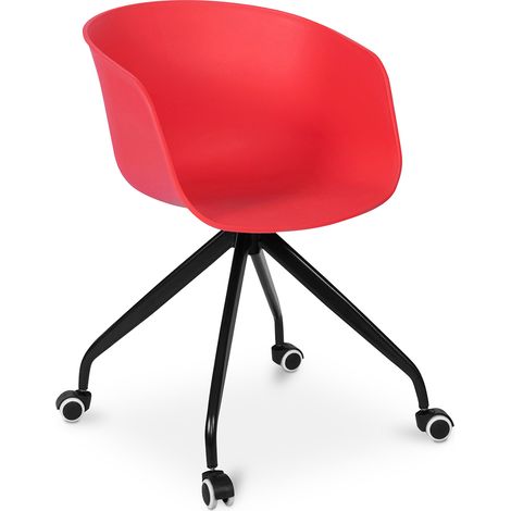 Office Chair with Armrests - Desk Chair with Castors - Guy - Joan Red (1/5)