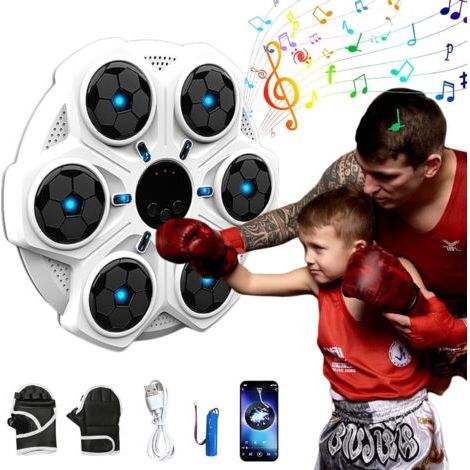 Machine de boxe musicale à fixation murale avec gants de boxe, 3 vitesses, Bluetooth, équipement de boxe musicale pour enfants et adultes (1/5)