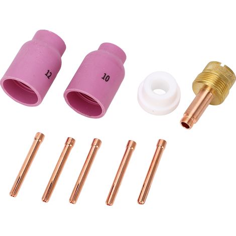Jeu de 9 pièces torche TIG collet + corps en cuivre PTFE, accessoires soudure pour WP 17 18 26, buse et pince porte-électrode. (1/5)