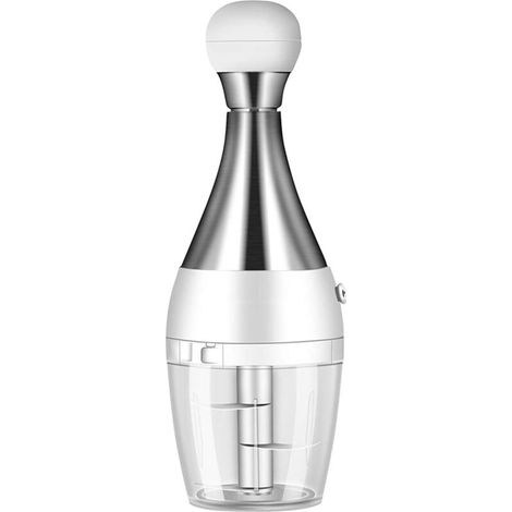 Picadora manual con cuchilla de acero inoxidable: pica rápidamente ajo, cebolla, hierbas, frutos secos y frutas blandas con solo tirar - Crezuo