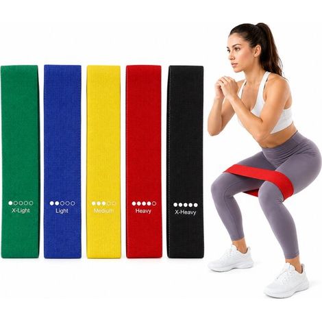 Set de 5 bandes de résistance – Fitness – 5 couleurs – Booty band – Élastiques – Musculation (1/5)